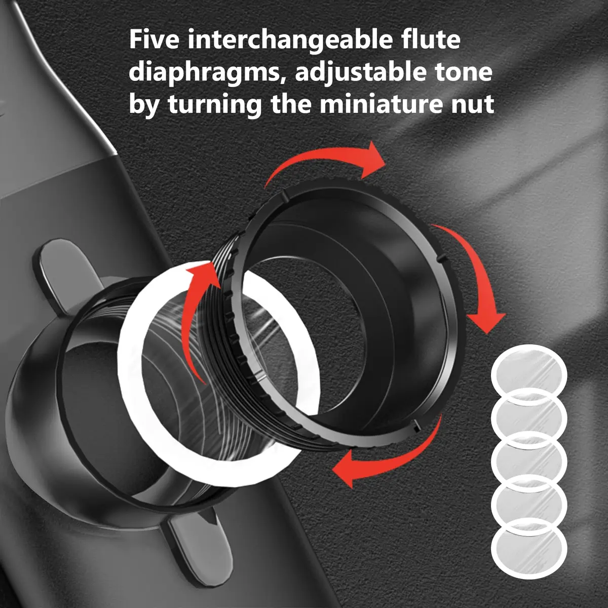TianChunyue Metal Kazoo 5 Diaphragms | Adjustable Tone for Most Instruments (Black) - view 2