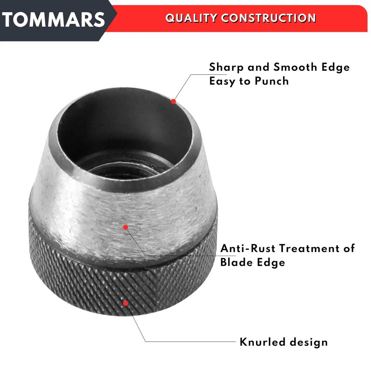 TOMMARS 14-Piece Hollow Punch Set 5-35 mm (3/16 to 1-3/8 Inch) | Heavy Duty Alloy Steel Gasket Cutter Kit - view 3