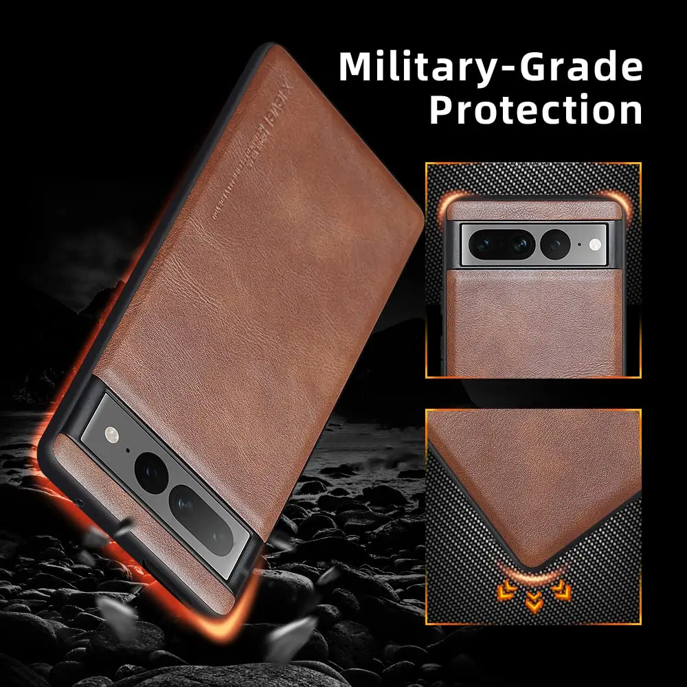 X-level PU Leather Case for Google Pixel 7 Pro | Shockproof, Non-Slip, Vintage Brown - view 2