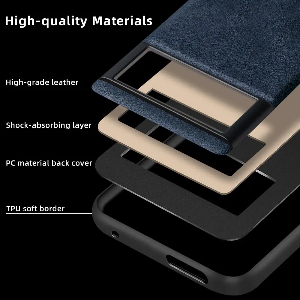X-level PU Leather Case for Google Pixel 7 Pro, Shockproof, Non-Slip, Blue | Vintage Leather Design with Drop Protection - view 3