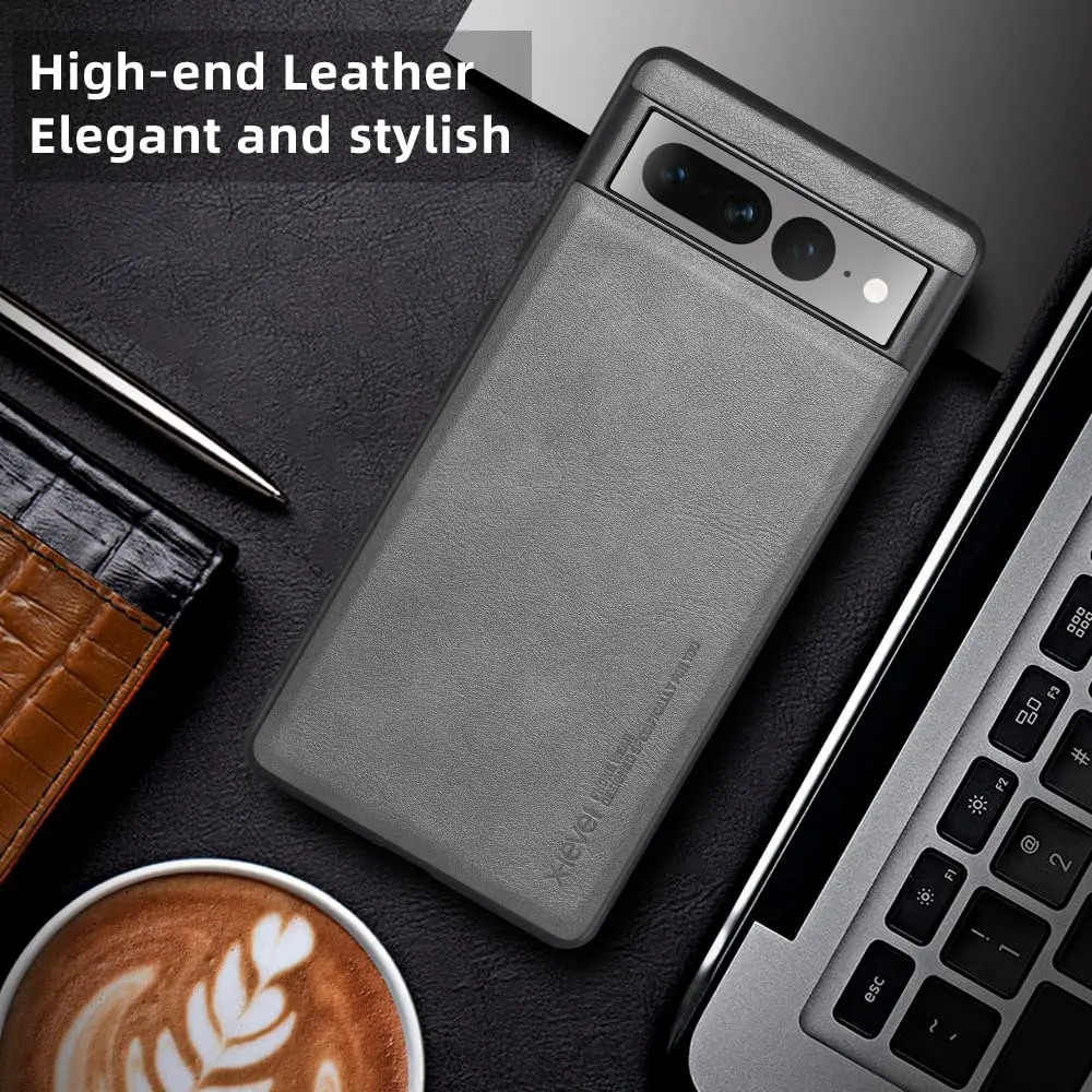 X-level PU Leather Case for Google Pixel 7 Pro, Shockproof, Non-Slip, Gray | Vintage Leather Design - view 6