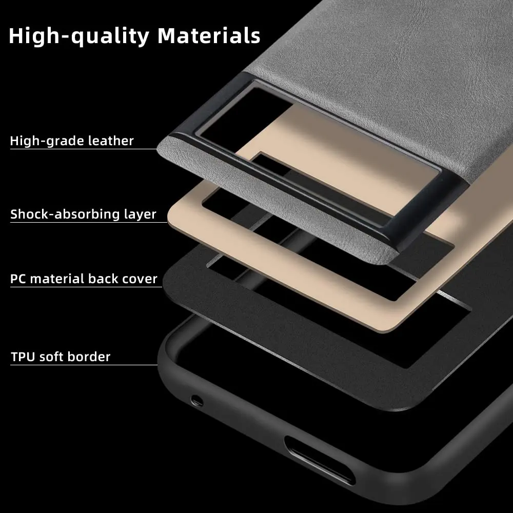 X-level PU Leather Case for Google Pixel 7 Pro, Shockproof, Non-Slip, Gray | Vintage Leather Design - view 3