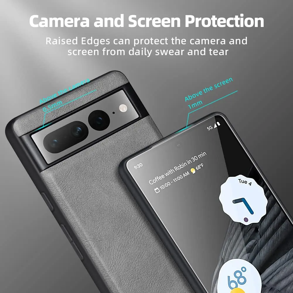 X-level PU Leather Case for Google Pixel 7 Pro, Shockproof, Non-Slip, Gray | Vintage Leather Design - view 4