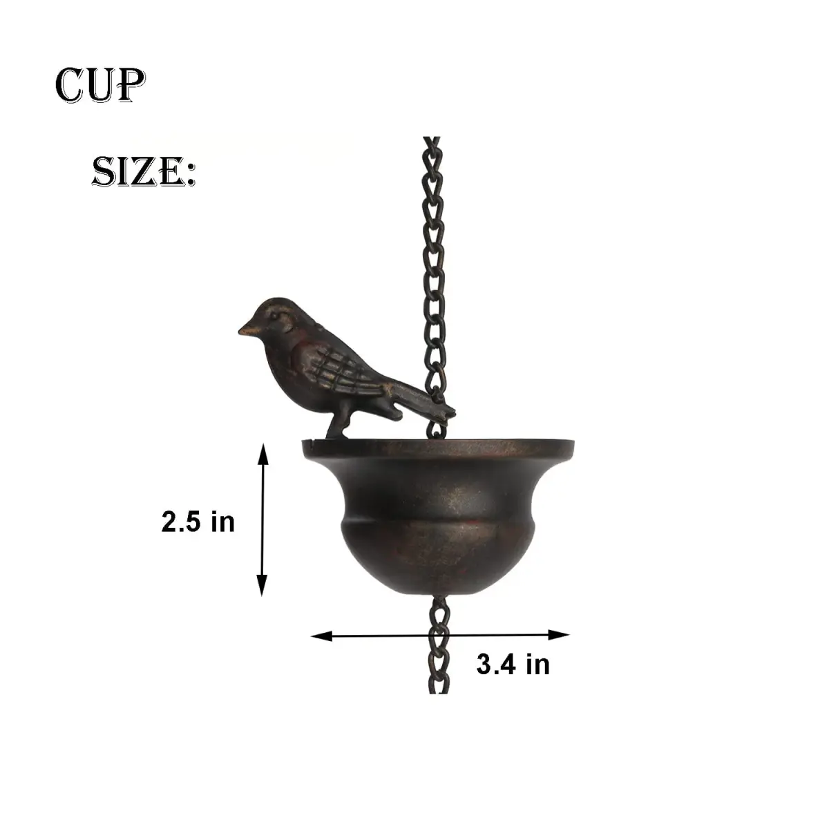 Jemeni Bird Rain Chain 3.66m (12 ft) | Decorative Garden Water Feature - view 3