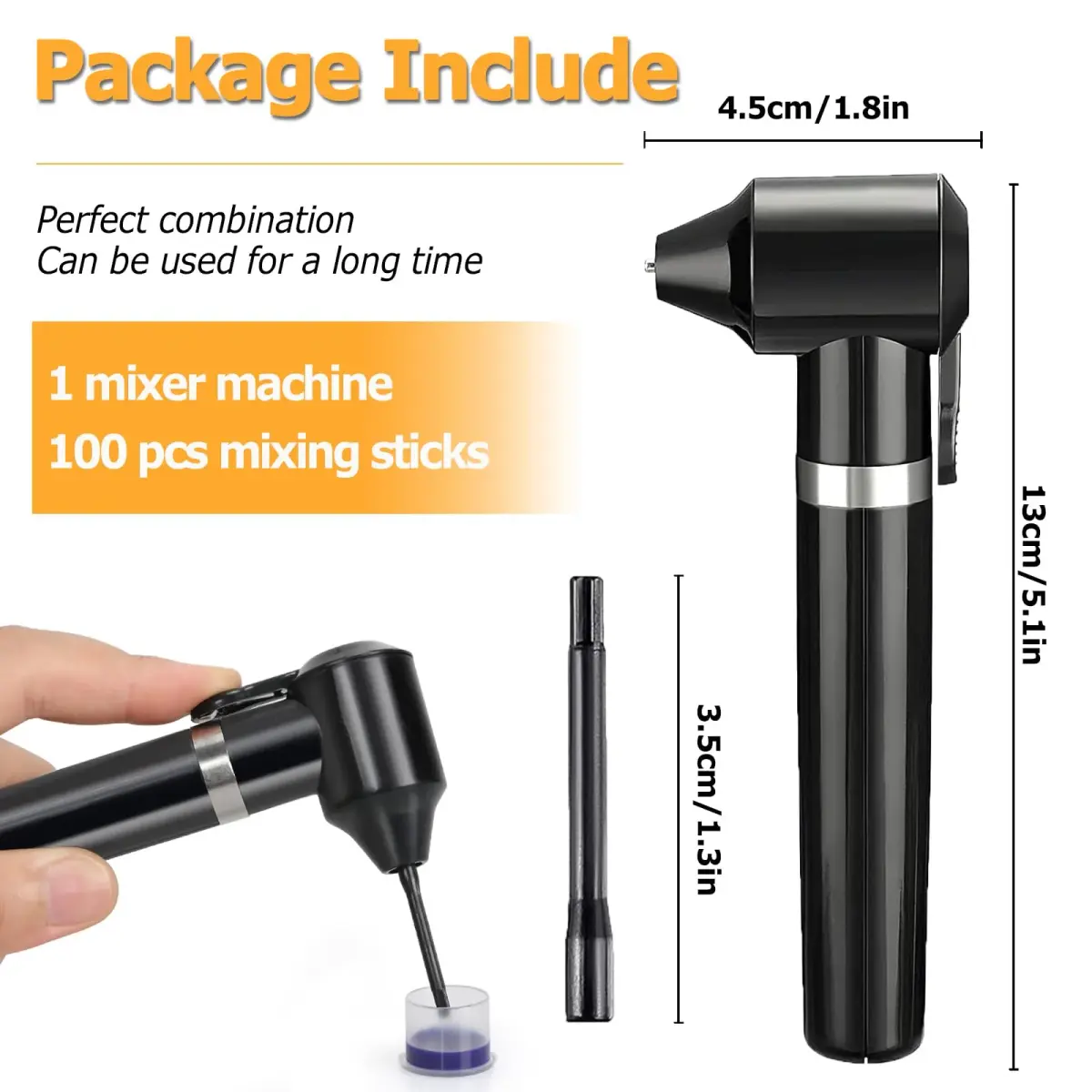 TONBAO Electric Tattoo Ink Mixer Machine Kit with 100 Sticks | Professional Black Agitator for Tattooing & Microblading - view 2