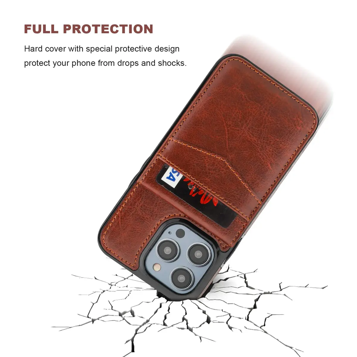 KIHUWEY iPhone 14 Pro Max Wallet Case Card Holder Kickstand | Heavy Duty Leather Cover with 5 Card Slots - view 6