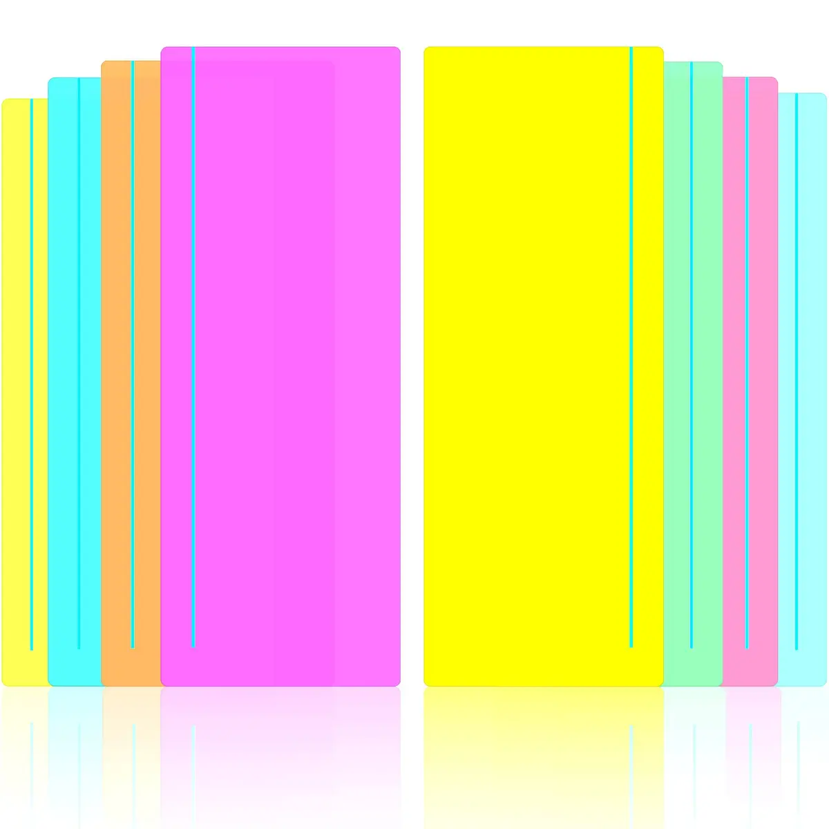 Crtiin Guided Reading Highlighter Strips 48 Pcs | Assorted Colors, 19 x 7 cm (7.5 x 2.8 inches) - main product image