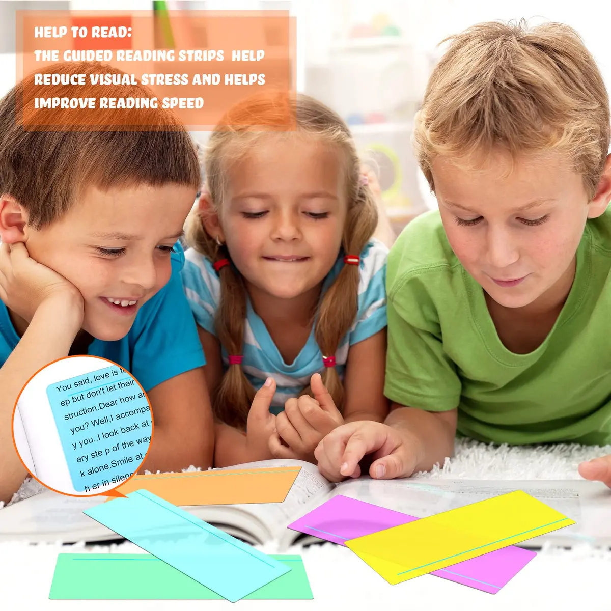 Crtiin Guided Reading Highlighter Strips 48 Pcs | Assorted Colors, 19 x 7 cm (7.5 x 2.8 inches) - view 6