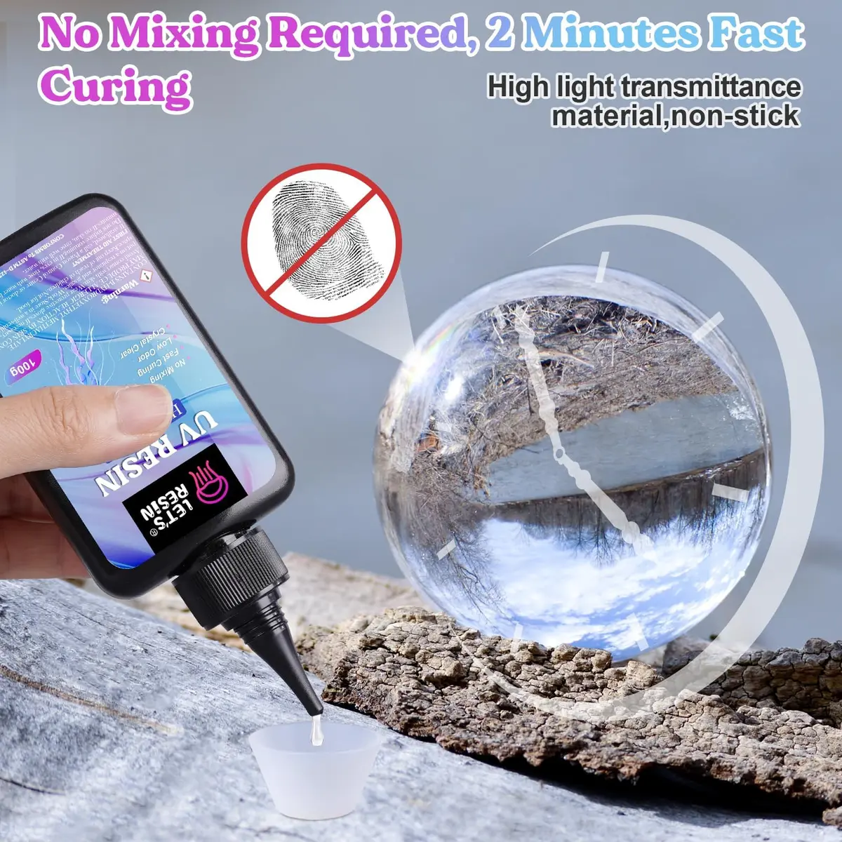 LET'S RESIN UV Resin 200g High Viscosity Clear Hard Type for Crafts, Doming, Coating | Quick-Curing, Low Shrinkage, Anti-Yellowing - view 2