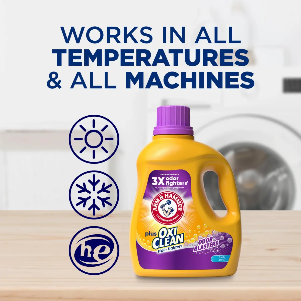 Arm & Hammer Plus OxiClean Odor Blasters Liquid Laundry Detergent Fresh Burst 2850ml (100.5 Fl Oz) | Triple-Power Cleaning - view 7