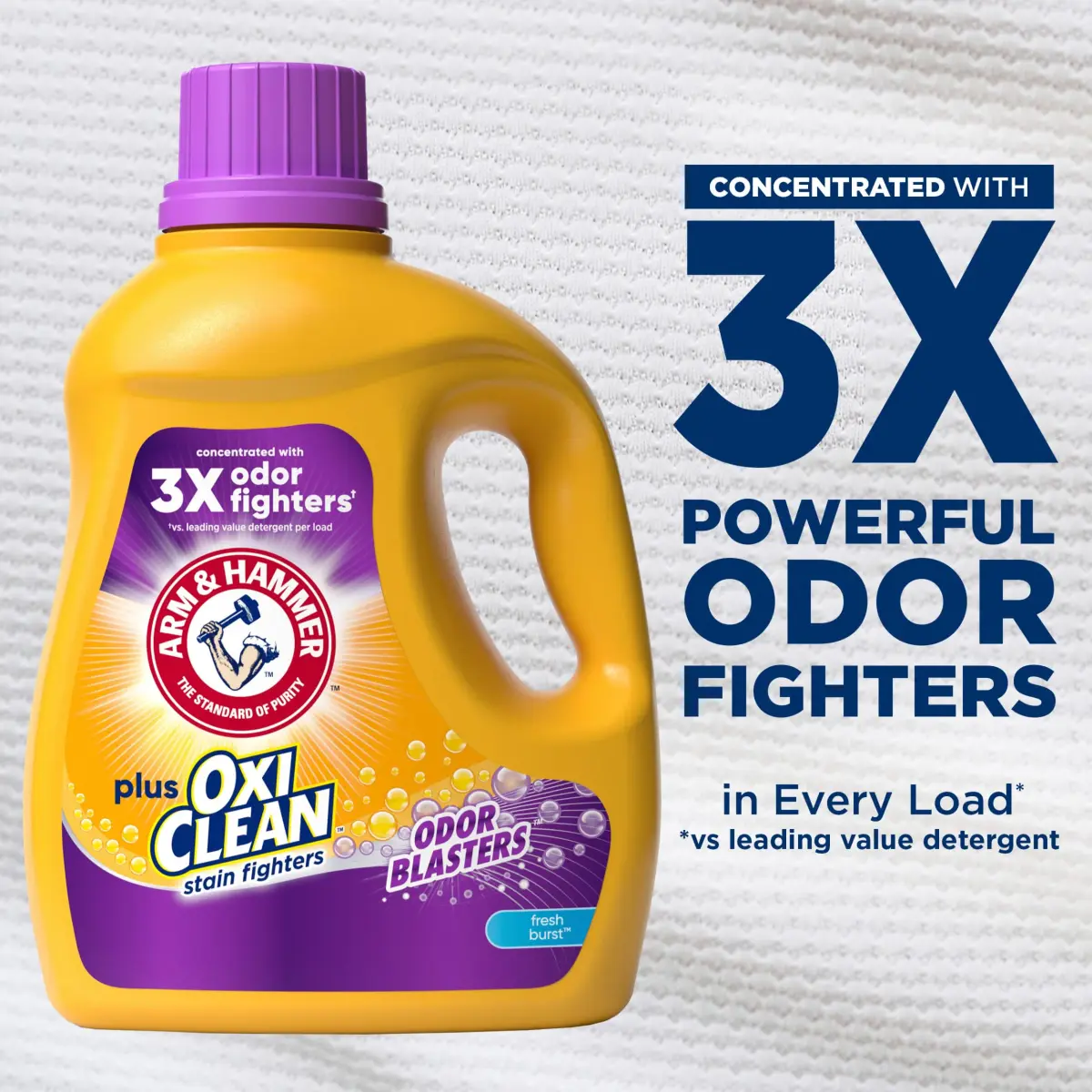Arm & Hammer Plus OxiClean Odor Blasters Liquid Laundry Detergent Fresh Burst 2850ml (100.5 Fl Oz) | Triple-Power Cleaning - view 3