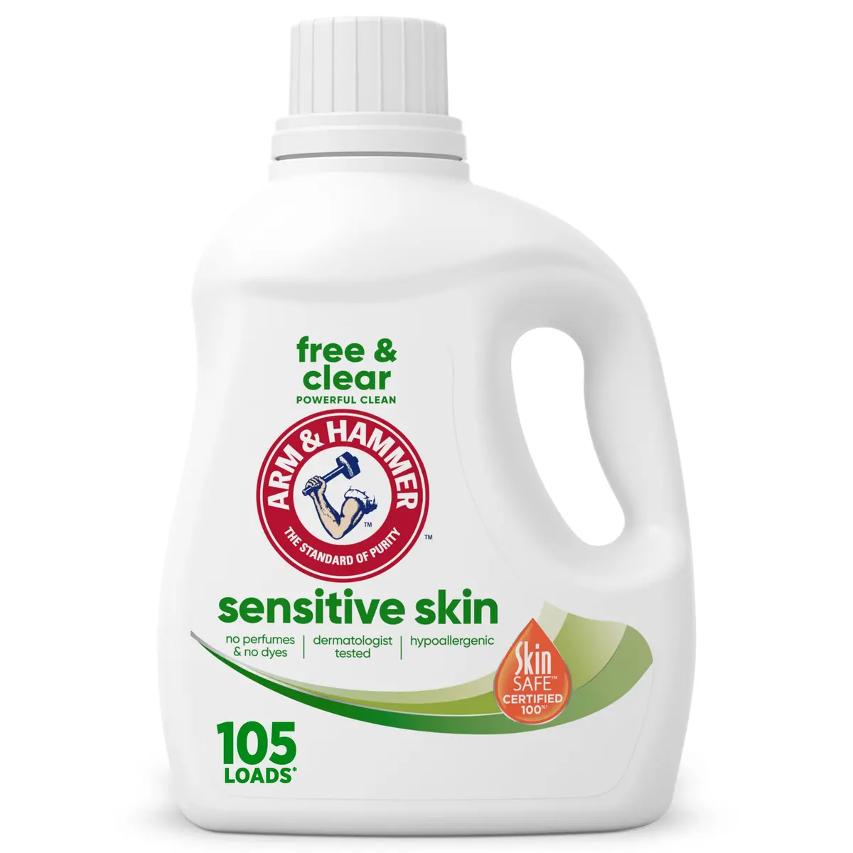 ARM & HAMMER Sensitive Skin Free & Clear Liquid Laundry Detergent 3 L (105 Fl Oz) | Dermatologist-Tested Hypoallergenic Formula - main product image