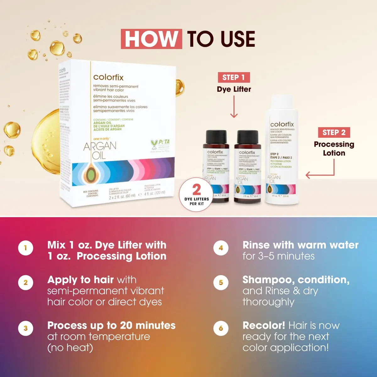 One 'N Only Colorfix Semi Permanent Hair Color Remover Kit 2.67 Oz Pack of 3 | Nourishing Argan Oil for Versatile Color Correction - view 6