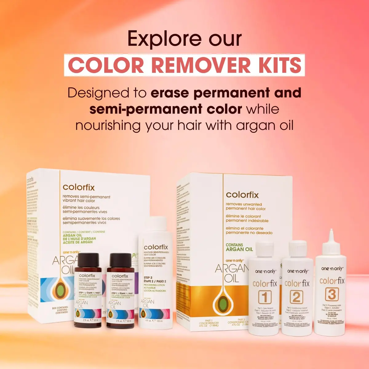 One 'N Only Colorfix Semi Permanent Hair Color Remover Kit 2.67 Oz Pack of 3 | Nourishing Argan Oil for Versatile Color Correction - view 7