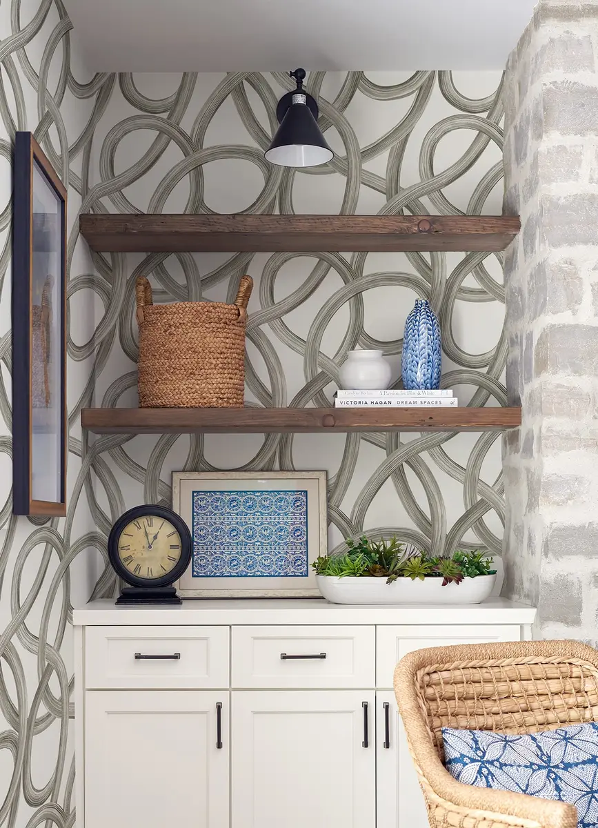 OhPopsi White Twisted Geo Wallpaper | Geometric Pattern for Walls (19.7" x 236.4") - view 2