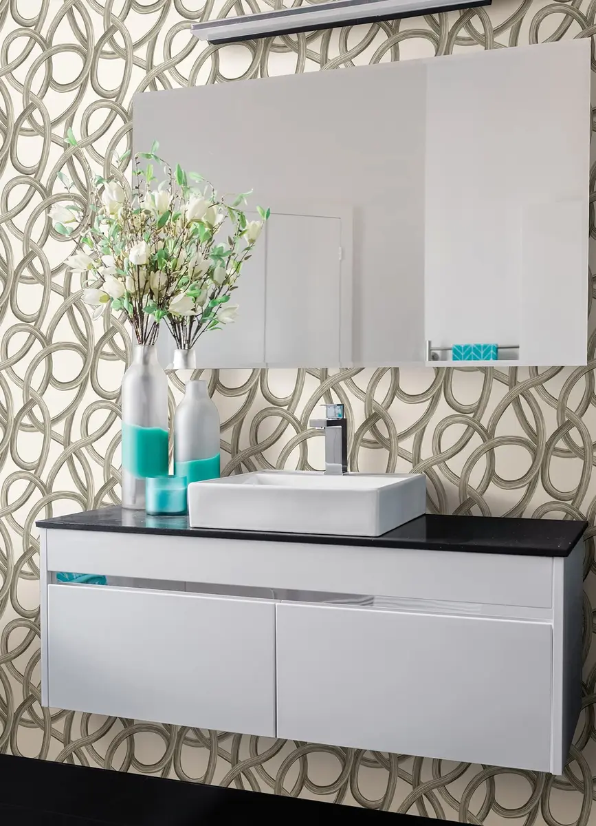OhPopsi White Twisted Geo Wallpaper | Geometric Pattern for Walls (19.7" x 236.4") - view 3