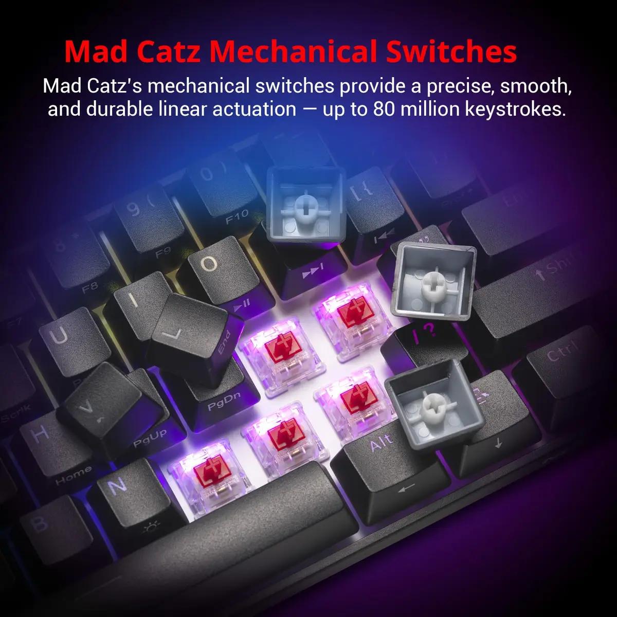 Mad Catz S.T.R.I.K.E. 6 60% RGB Mechanical Keyboard Compact 61 Keys | Responsive Gaming & Office Use - view 4