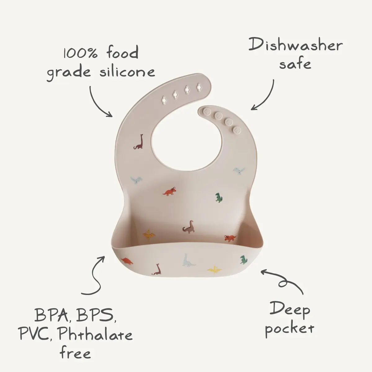 mushie Silicone Baby Bib Whales Pattern | 113 g (4 oz) - view 7