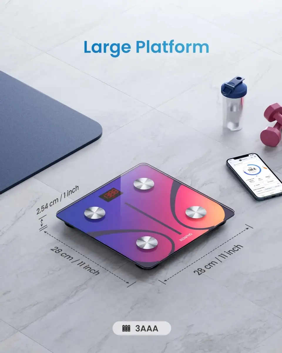 RENPHO Smart Body Weight Scale with BMI & Body Fat, 13 Metrics, Red Gradient | FDA Approved & Syncs with Fitness Apps - view 8