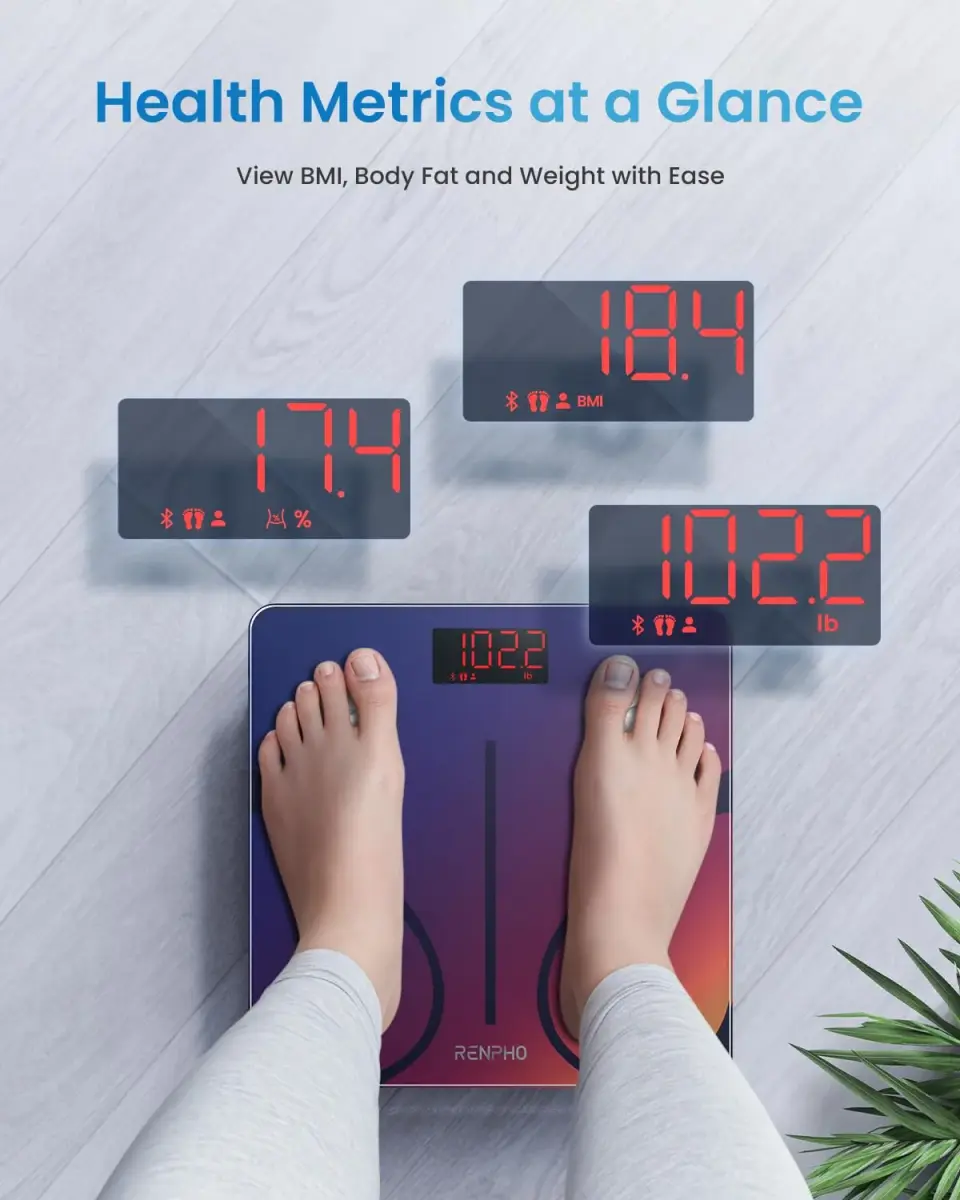 RENPHO Smart Body Weight Scale with BMI & Body Fat, 13 Metrics, Red Gradient | FDA Approved & Syncs with Fitness Apps - view 2