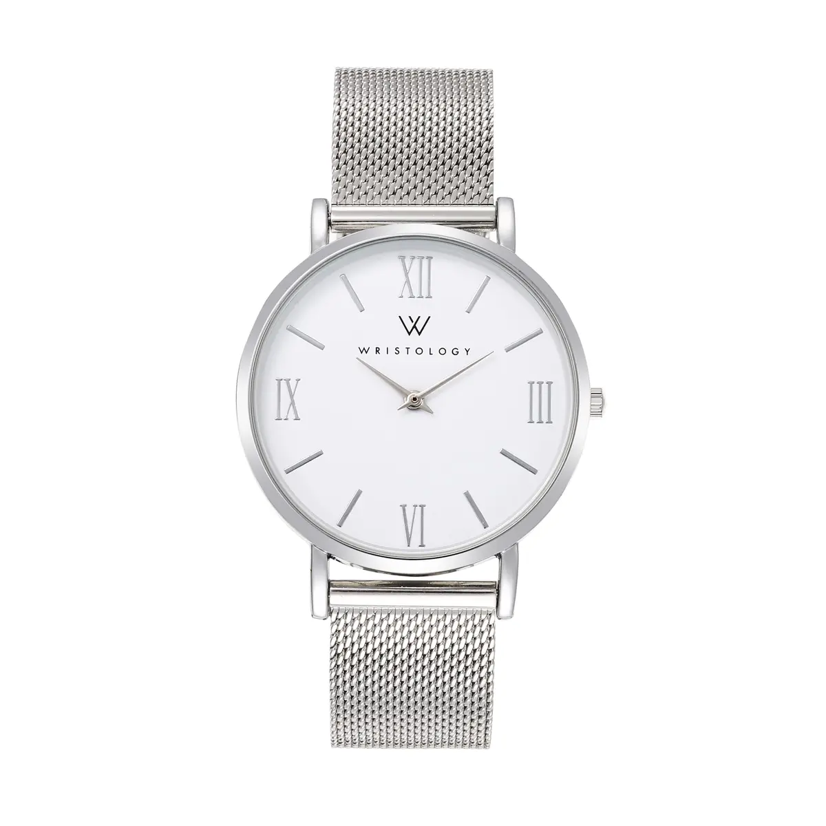 WRISTOLOGY Large face Roman Numerals Women's Watch 38mm | Easy Change Band, Silver - main product image