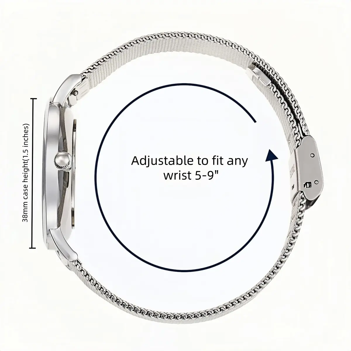 WRISTOLOGY Large face Roman Numerals Women's Watch 38mm | Easy Change Band, Silver - view 2