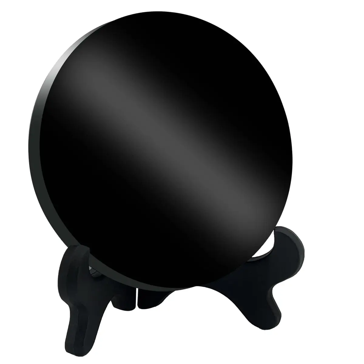 AGERYU Black Obsidian Scrying Mirror 10cm (4in) with Stand & Bag | Feng Shui Home Décor - main product image