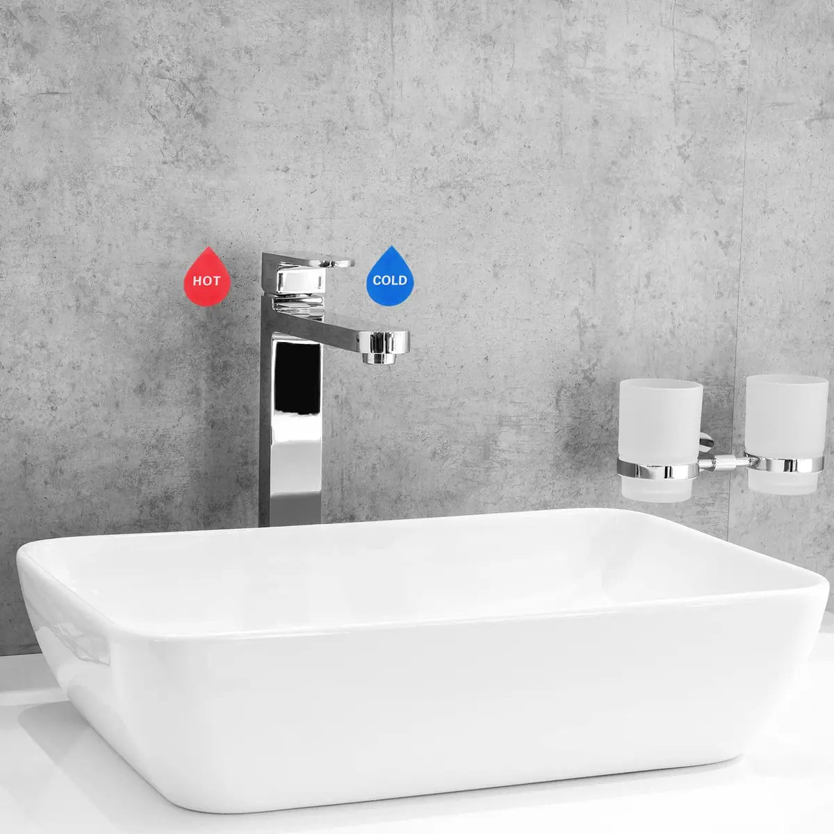 PATIKIL Self Stick Hot/Cold Water Label, 20 Pack Acrylic Drop Shape Sign for Faucets, Red/White, Blue/White - view 6