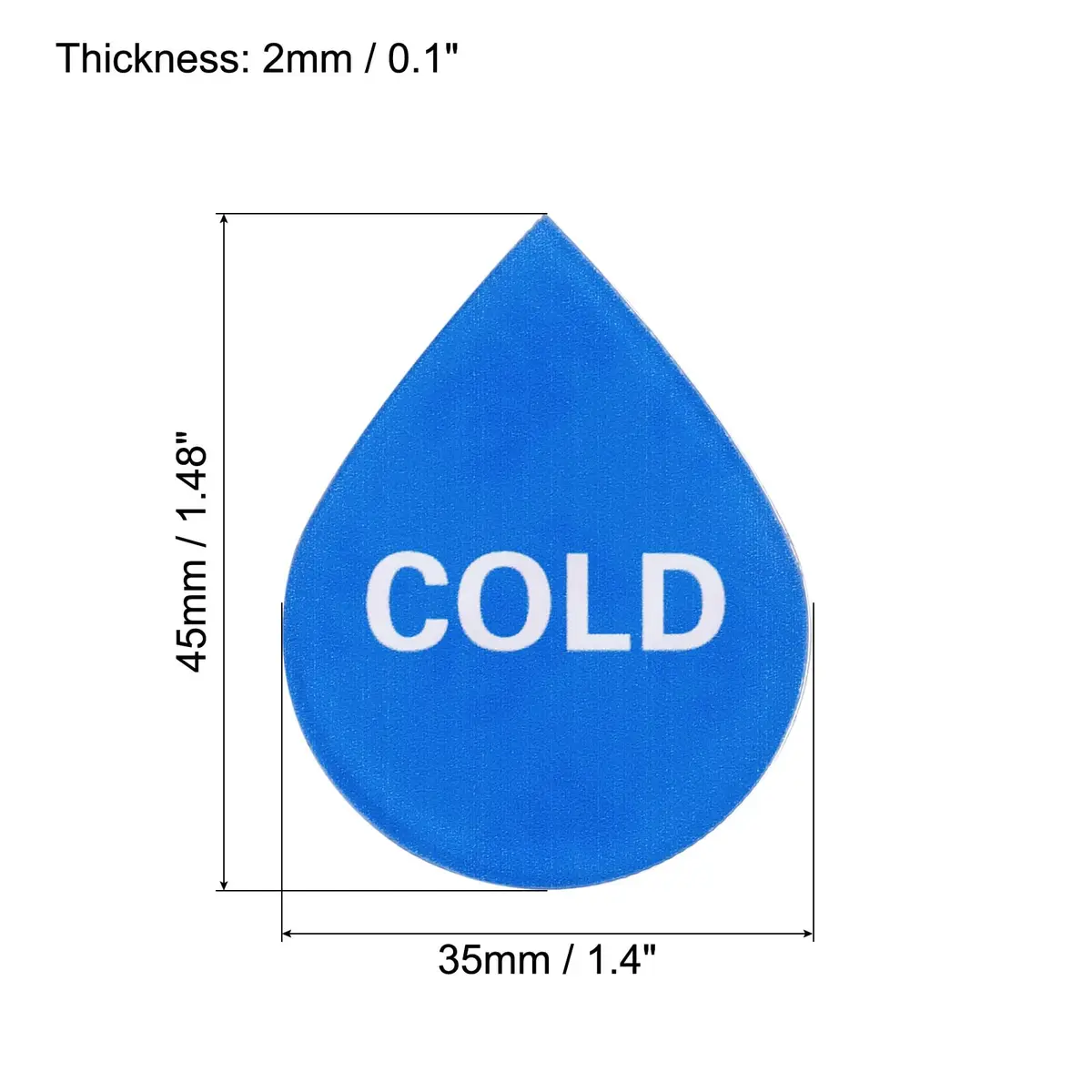 PATIKIL Self Stick Hot/Cold Water Label, 20 Pack Acrylic Drop Shape Sign for Faucets, Red/White, Blue/White - view 2