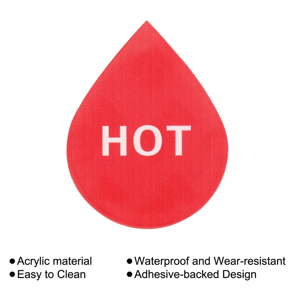 PATIKIL Self Stick Hot/Cold Water Label, 20 Pack Acrylic Drop Shape Sign for Faucets, Red/White, Blue/White - view 4