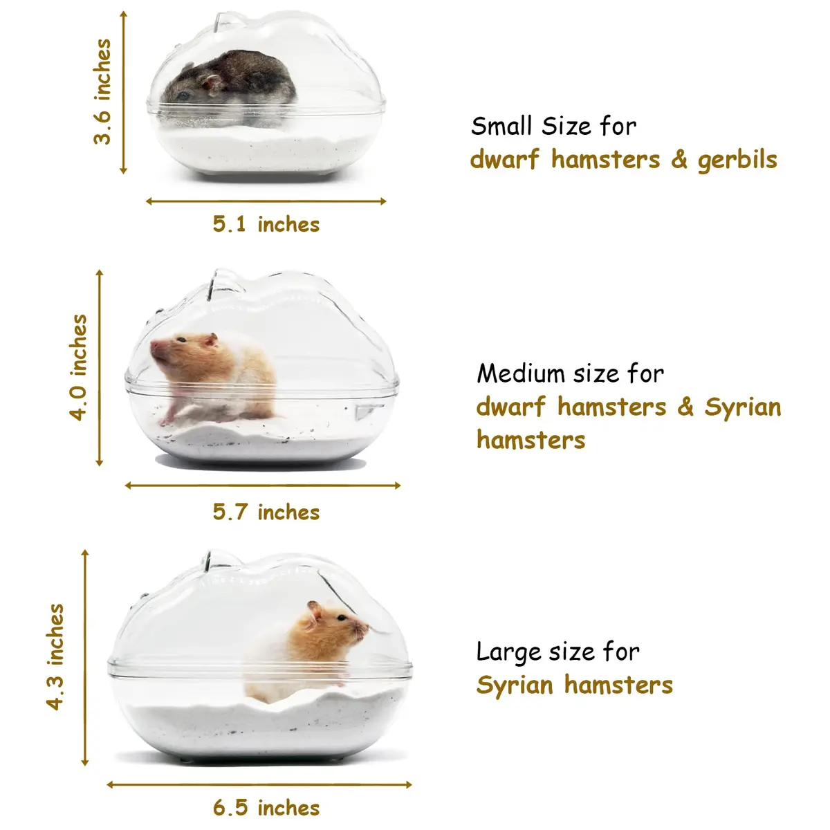 WENRIKO Hamster Sand Bath Container with Scoop, 14cm (5.5in) L x 9cm (3.6in) W x 9cm (3.6in) H | Easy Clean, Anti-Sand Spill Design - view 2