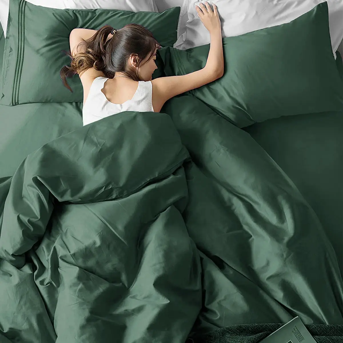 EaseHome Deep Green Twin Bed Sheet Set for Boys & Teens | Microfiber, 1800 Thread Count, Extra Soft (up to 18 inch Deep Pocket) - view 7