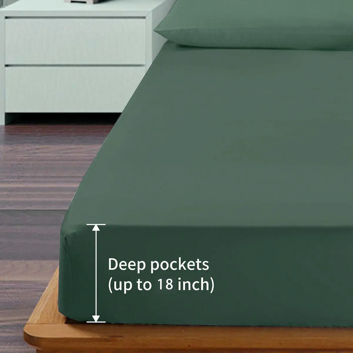 EaseHome Dark Green Full Size Bed Sheet Set | Deep Pocket to 18 inches | Extra Soft & Wrinkle Resistant - view 2