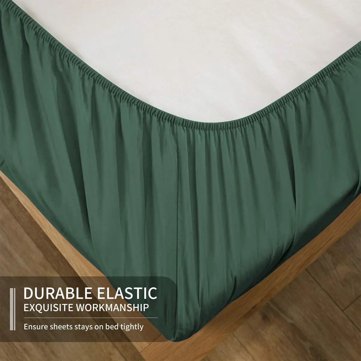 EaseHome Dark Green Full Size Bed Sheet Set | Deep Pocket to 18 inches | Extra Soft & Wrinkle Resistant - view 3