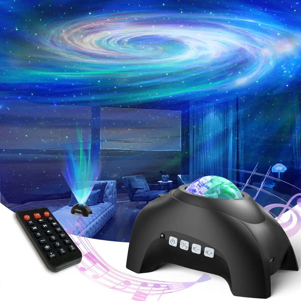 AIRIVO Galaxy Star Projector | 3-in-1 Night Light, Music & White Noise | Bedroom & Party Decor - main product image
