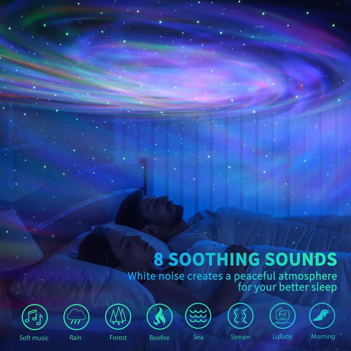 AIRIVO Galaxy Star Projector | 3-in-1 Night Light, Music & White Noise | Bedroom & Party Decor - view 4