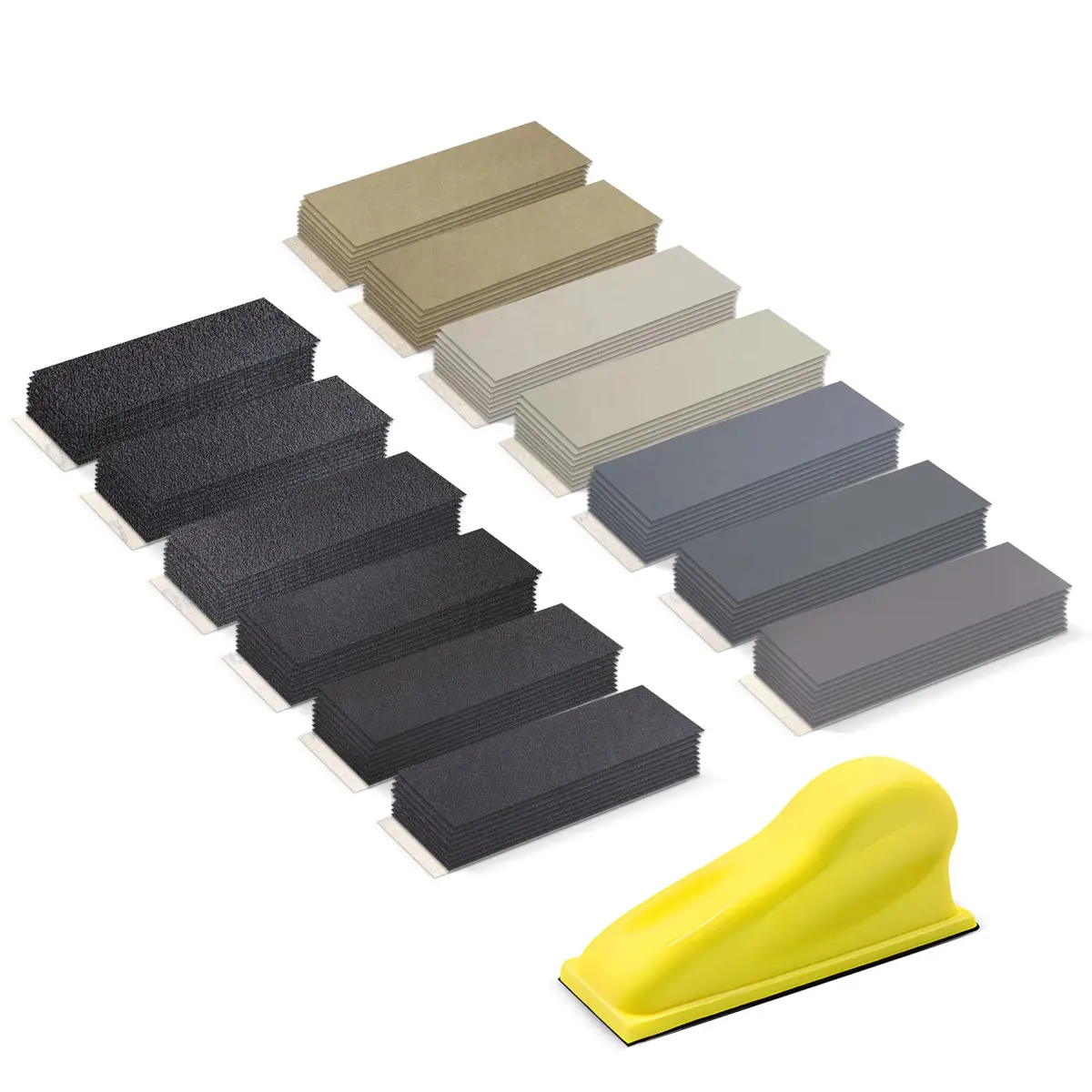 ZEHIQ 3.5"x1" Detail Hand Sanding Block & 130Pcs Sandpaper Assortment | Fine Silicon Carbide Grit for Crafts & Repairs - main product image