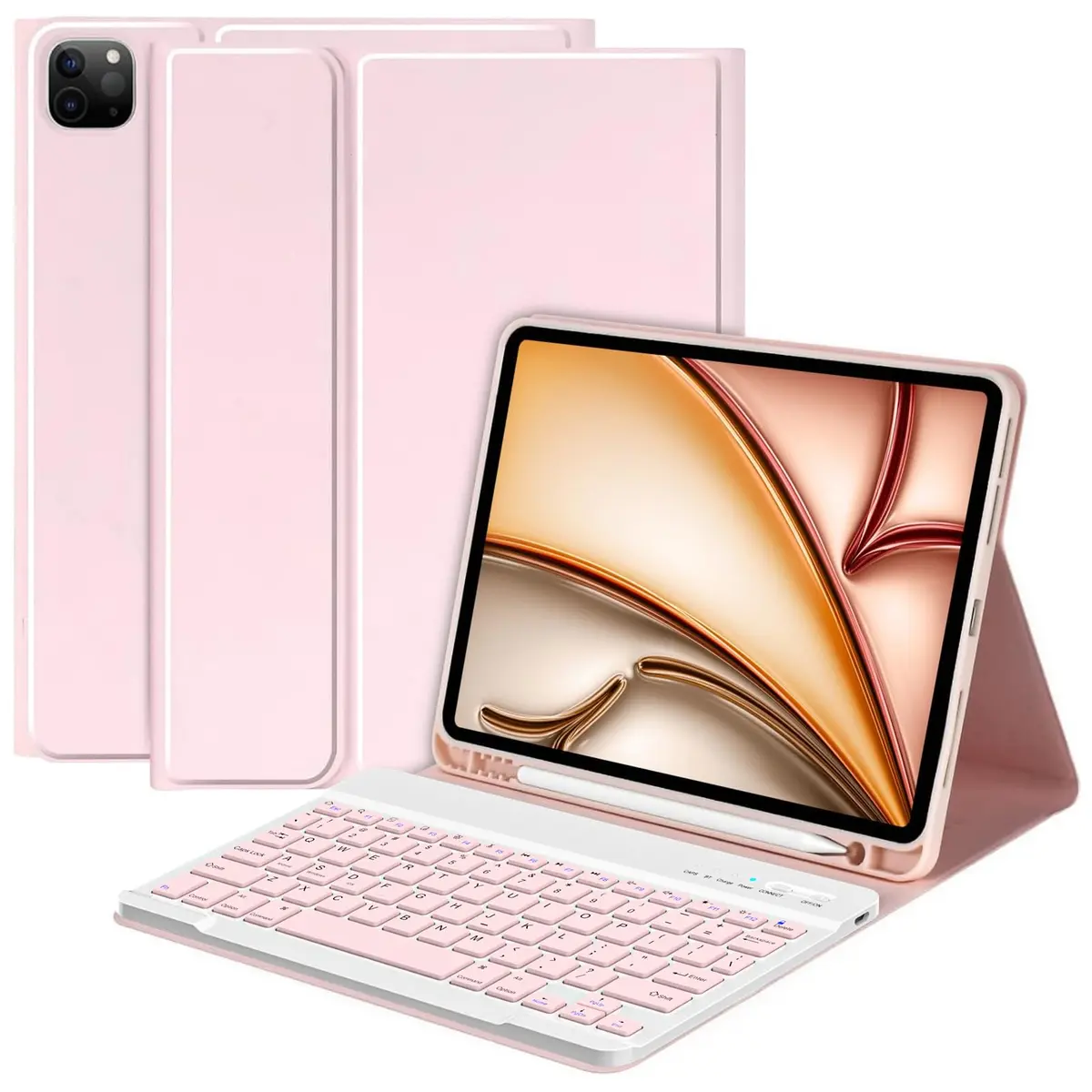 CC Store Keyboard Case for iPad Air 11 Inch Pink | Detachable Bluetooth Keyboard & Pencil Holder - main product image