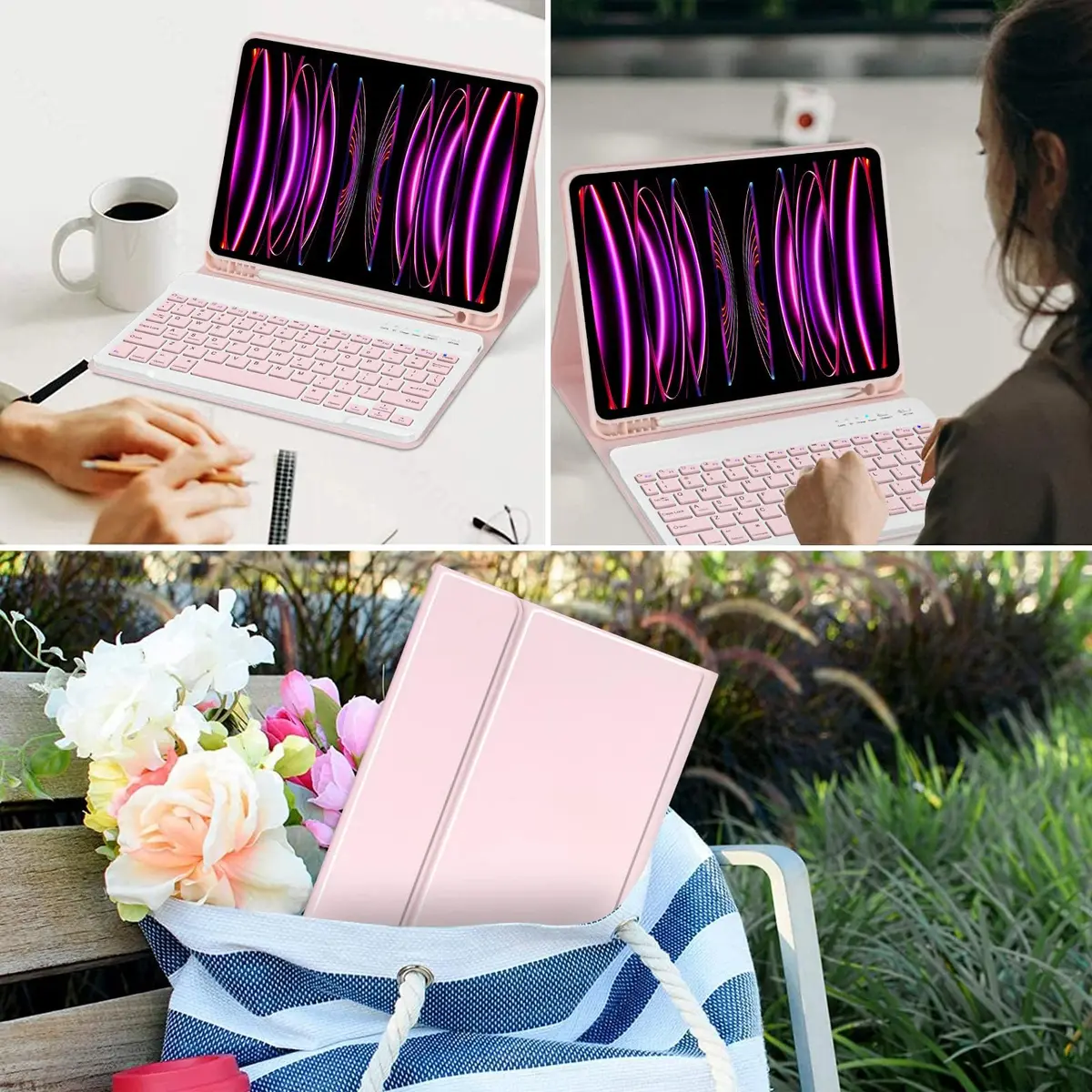 CC Store Keyboard Case for iPad Air 11 Inch Pink | Detachable Bluetooth Keyboard & Pencil Holder - view 7