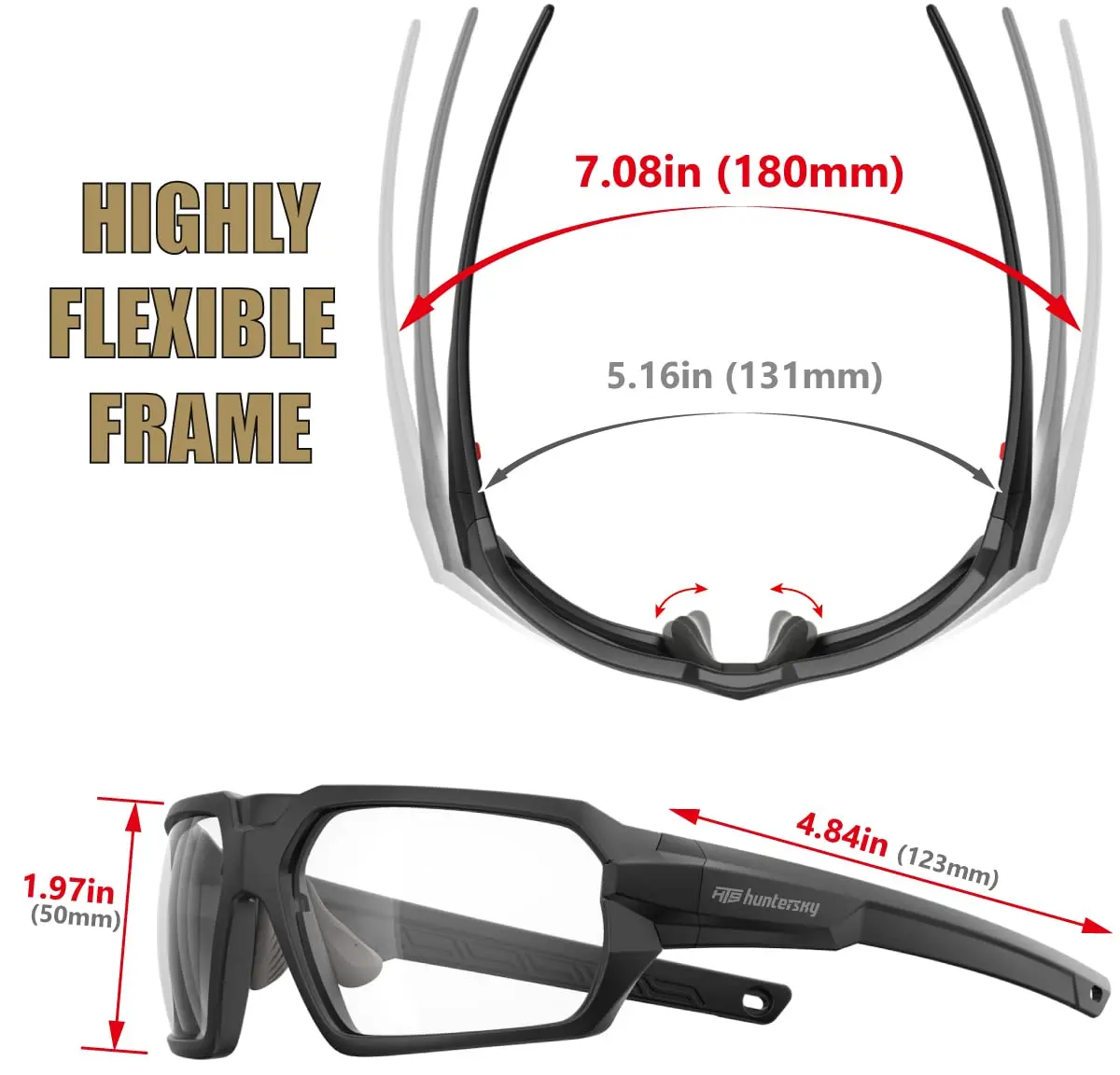 HTS HUNTERSKY Q37 Anti Fog Tactical Shooting Glasses Large | Ballistic Eye Protection OSHA - view 7