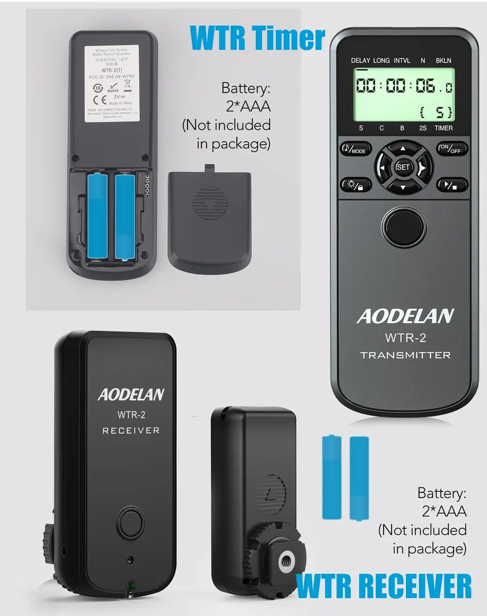 AODELAN Wireless Remote Control for Nikon Cameras | Timer Remote Shutter Release with Timer & Wireless Functions - view 7