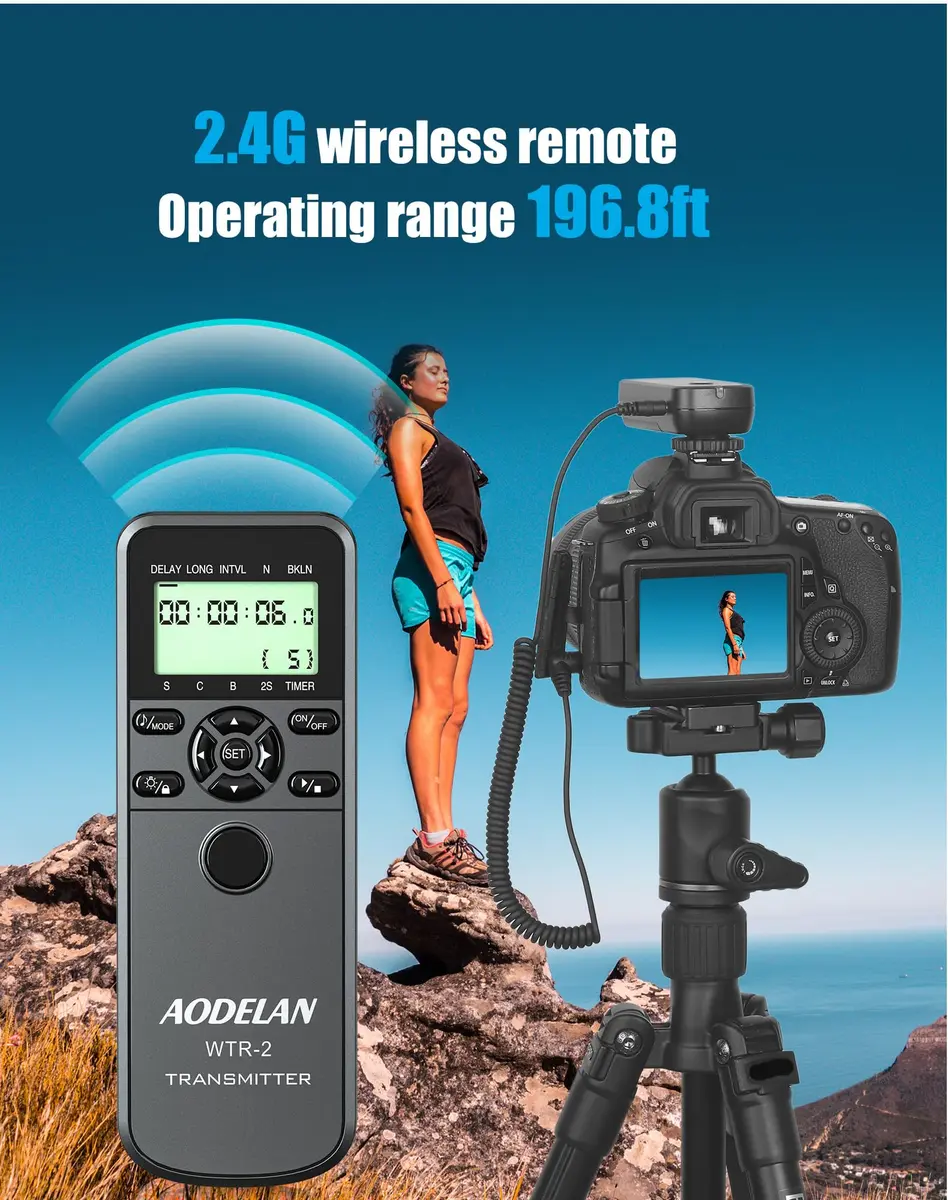 AODELAN Wireless Remote Control for Nikon Cameras | Timer Remote Shutter Release with Timer & Wireless Functions - view 3