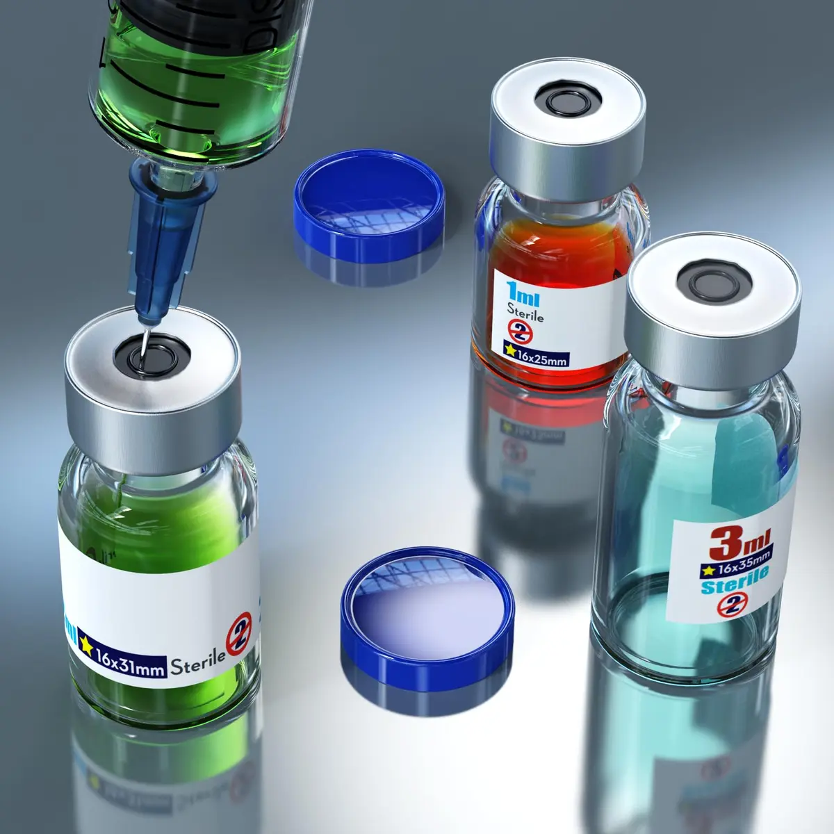 KSIITEKSLAB Sterile 2ml Sample Vials with Aluminum Cap | Self-Healing Glass Labware for Scientific Use - view 5