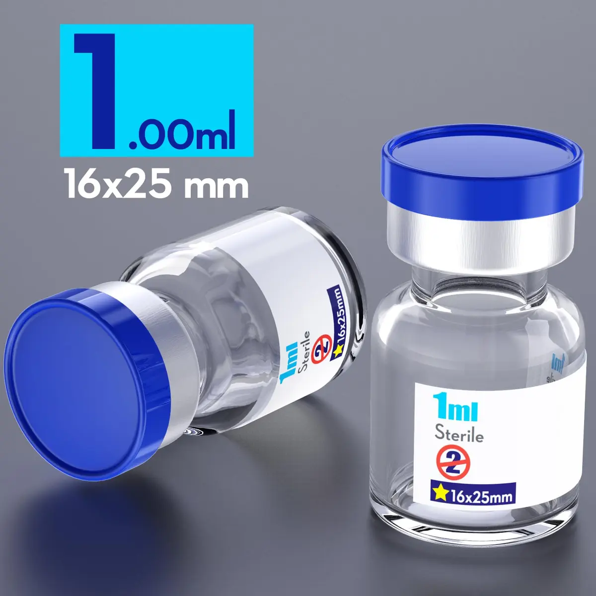 KSIITEKSLAB Sterile Empty Vials with Self Healing Injection Port 1ml (0.034 Fl Oz) Clear | Pack of 10 - view 2
