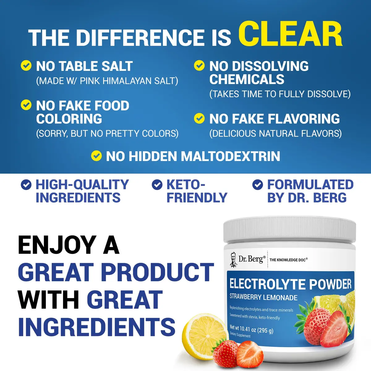 Dr. Berg Zero Sugar Hydration Keto Electrolyte Powder 300g | Supports Ketosis & Hydration - view 6