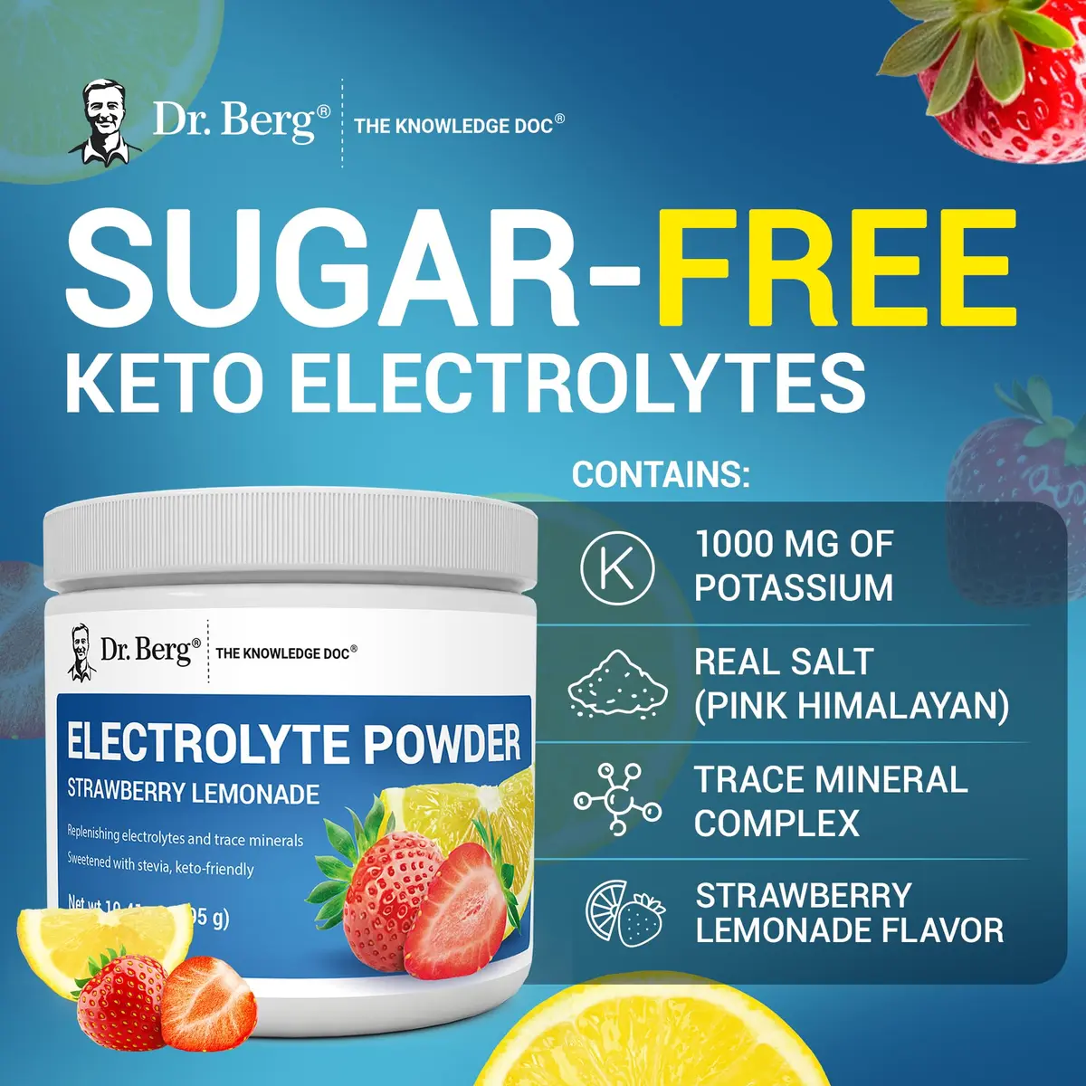 Dr. Berg Zero Sugar Hydration Keto Electrolyte Powder 300g | Supports Ketosis & Hydration - view 7