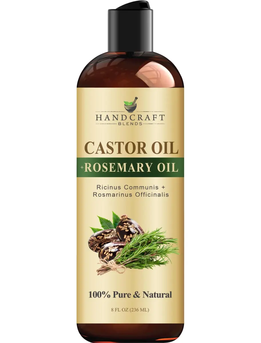Handcraft Blends Castor Oil with Rosemary Oil 237ml (8 Fl Oz) | Pure & Natural Carrier Oil for Hair, Skin, Lashes - main product image