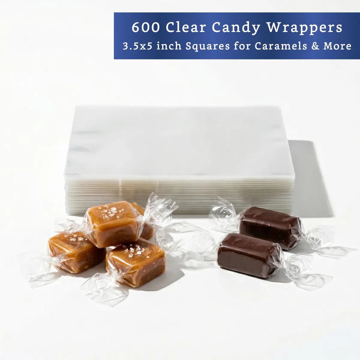 FIESTA WRAPS Clear Candy Wrappers 600-pk (3.5x5 in) | Cellophane Candy Wrappers for Homemade & Commercial Use - view 2