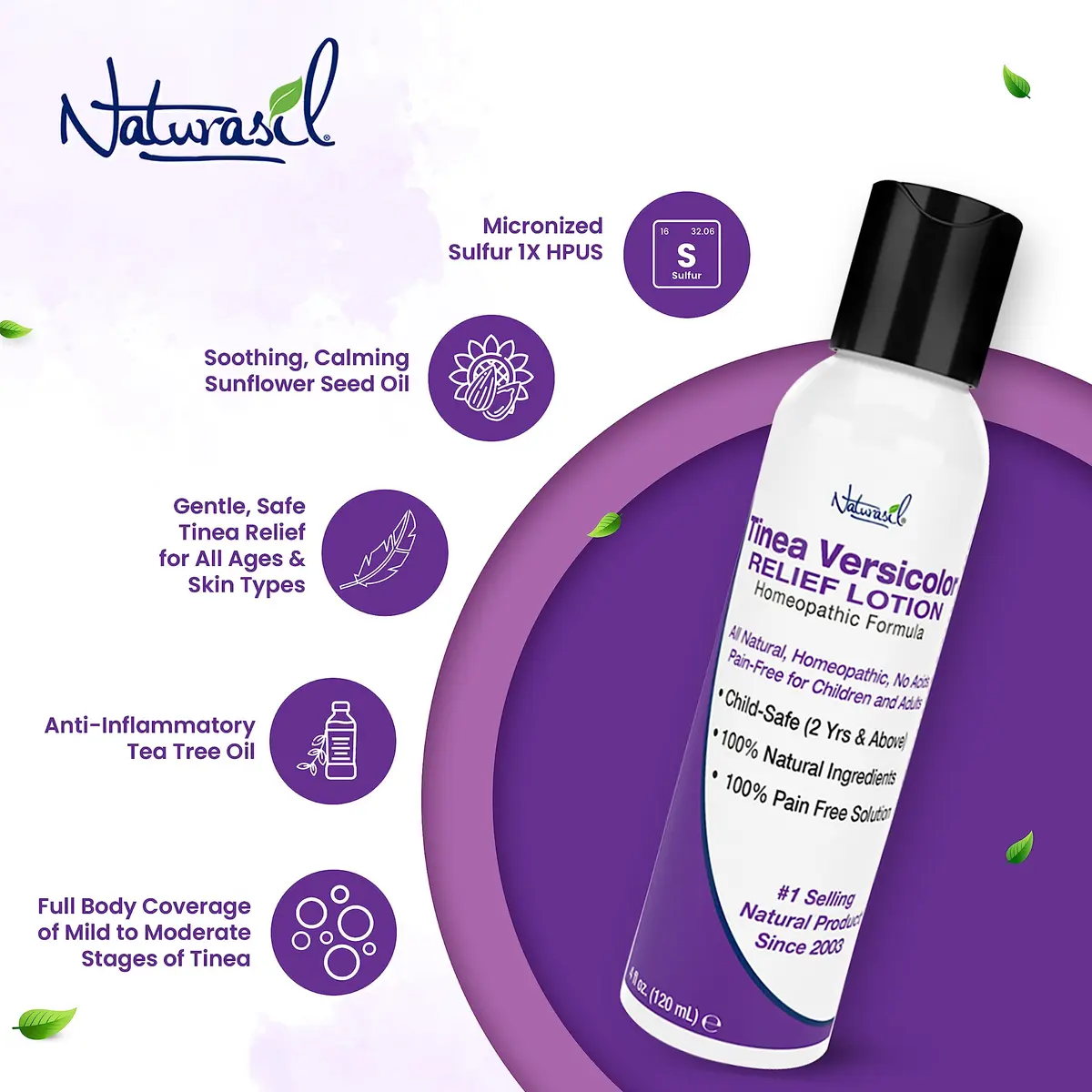 Naturasil Tinea Versicolor Treatment Lotion for Uneven Skin Tone | Fast-Acting Homeopathic 4 oz - view 6