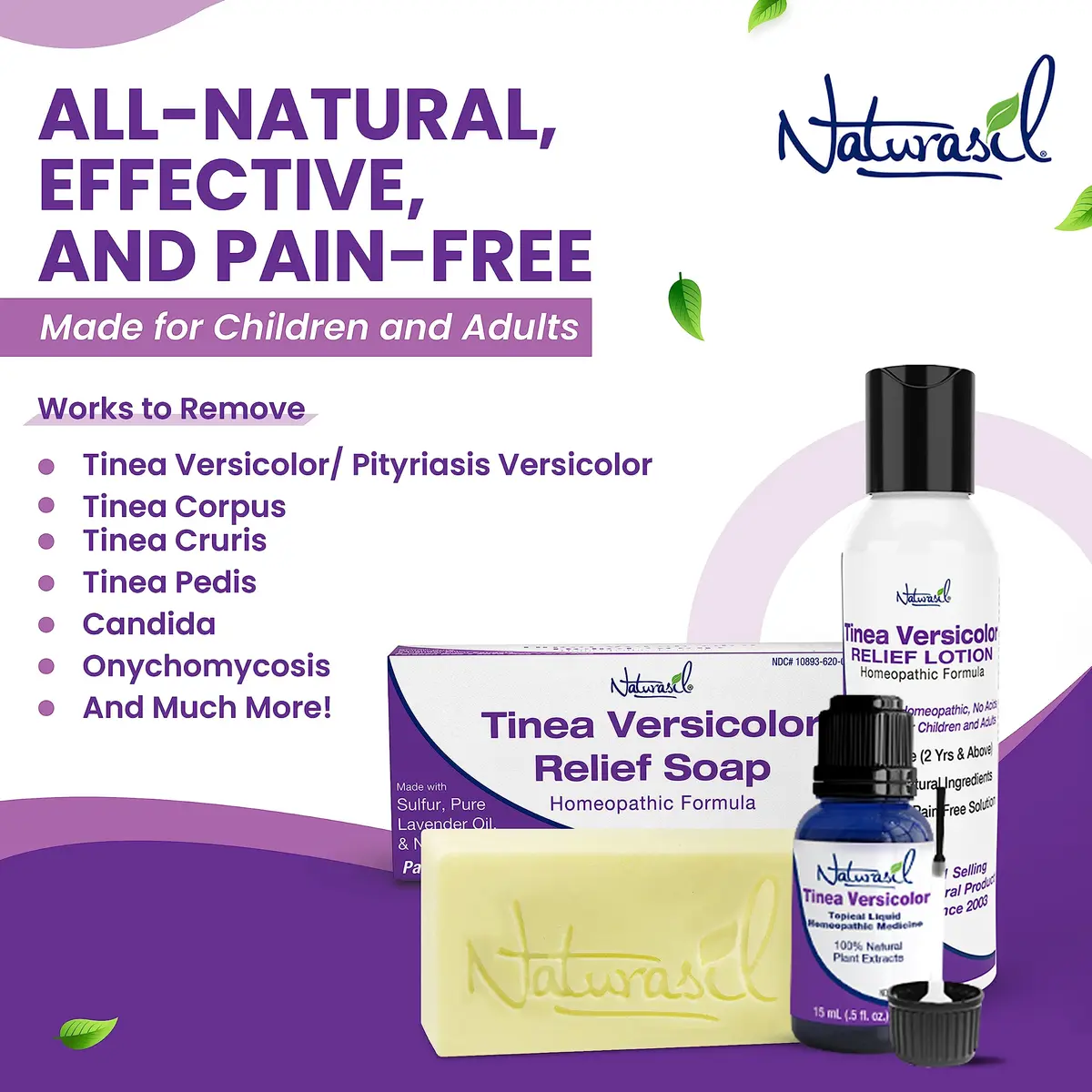 Naturasil Tinea Versicolor Treatment Lotion for Uneven Skin Tone | Fast-Acting Homeopathic 4 oz - view 2
